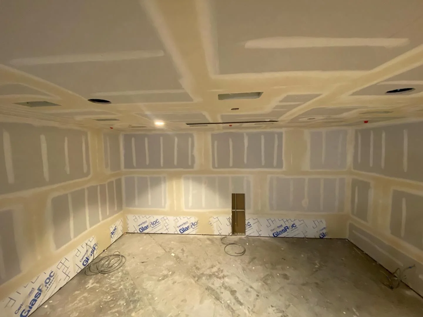 Interior wall with finished drywall and paint