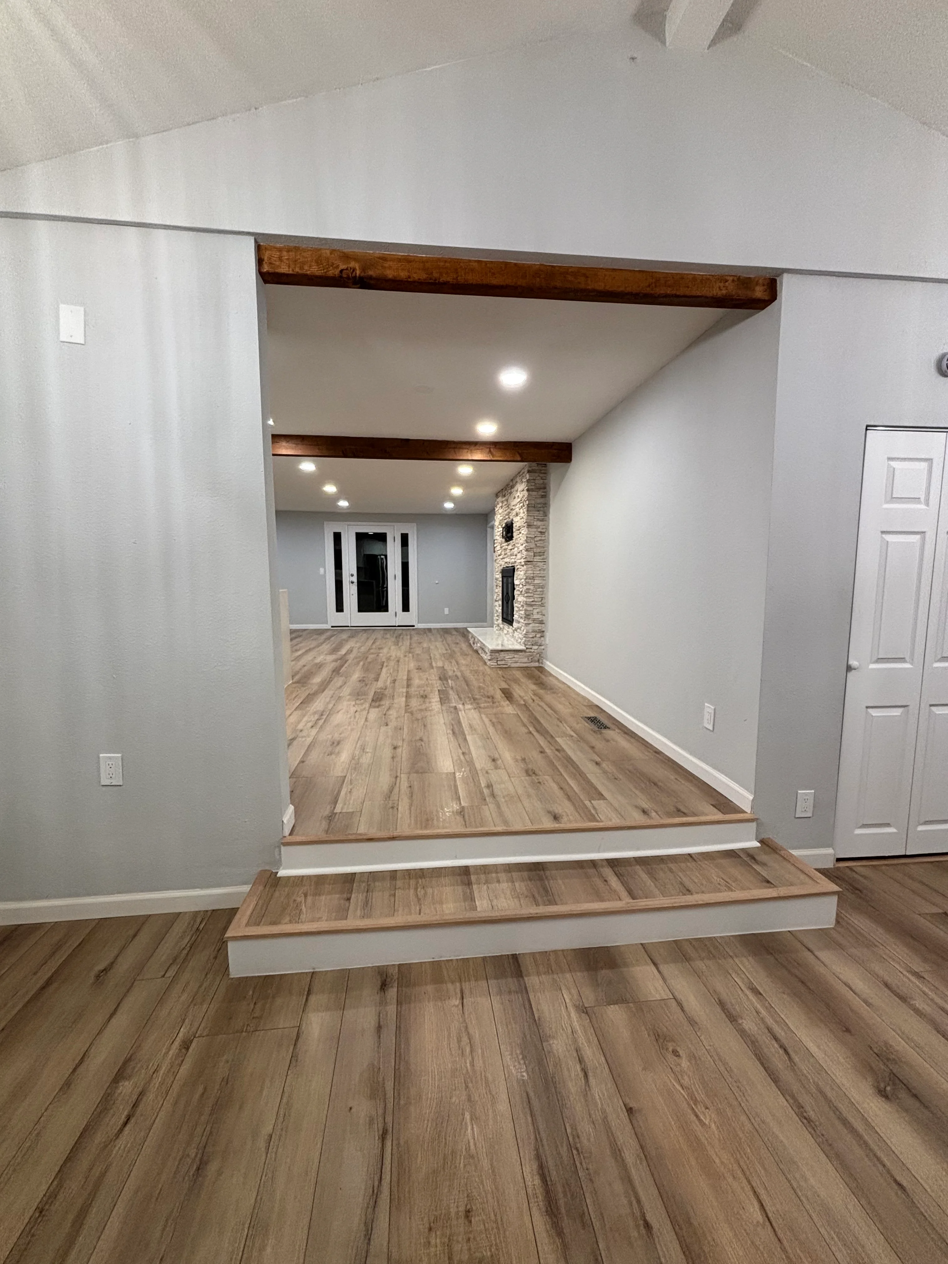 Home under remodeling with framing and structural work