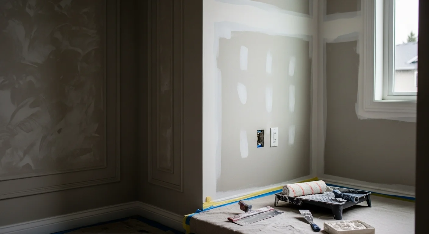 Freshly painted living room interior in a Tacoma home showing smooth, even walls in a neutral tone with clean trim lines. The room reflects the soft natural light common in Pacific Northwest homes after a professional repaint.